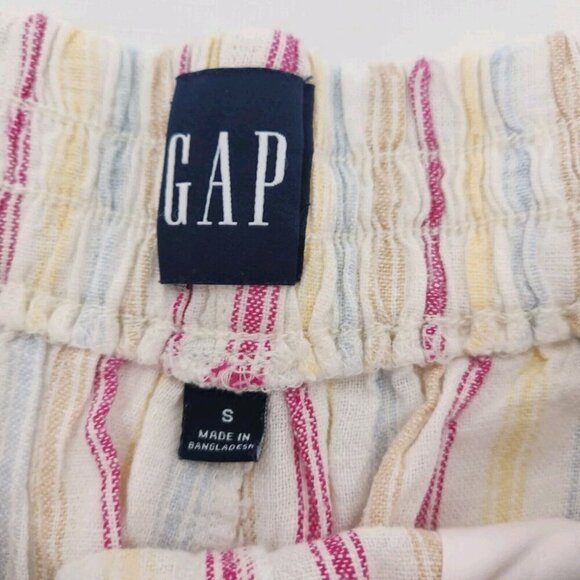 Gap Linen Shorts Womens Size Small Striped Yellow Pink High Rise - Picture 2 of 5
